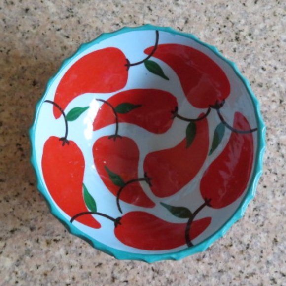 Footed Pottery BOWL Chili Pepper Design Mexico (K187) - Picture 2 of 5